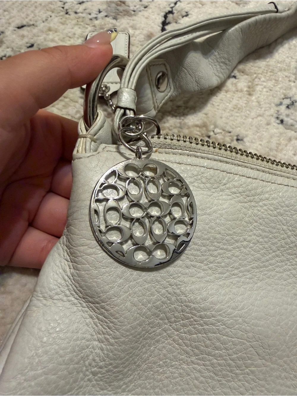 Vintage White Leather Coach Bag